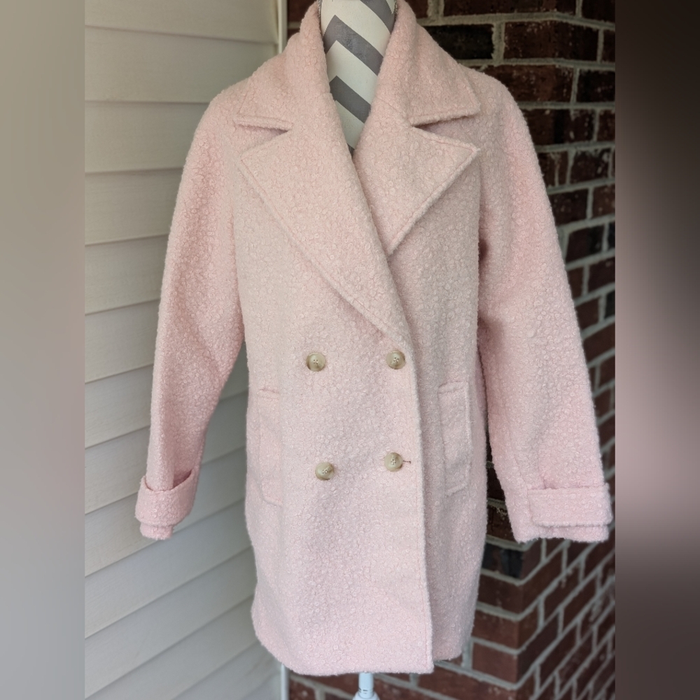 Forever 21 Small Women's Pink Double-Breasted Coat